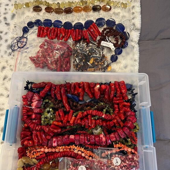 GEM STONE COLLECTION, CORAL, LAPIS, AMBER ETC - Picture 1 of 4